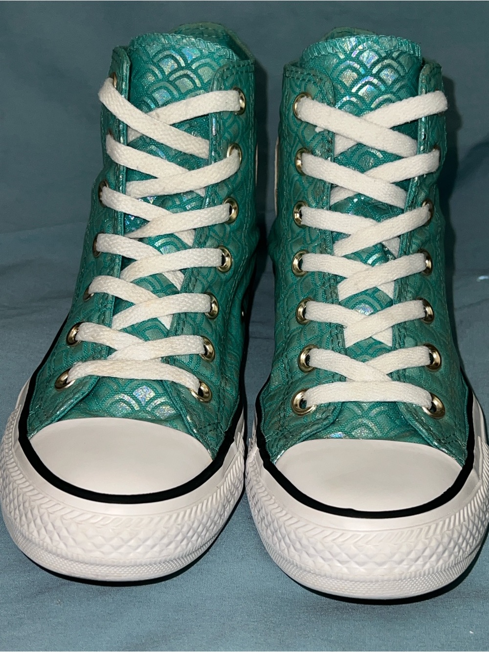 Converse Chuck Taylor All Star High Top Turquoise Mermaid Scale - Picture 2 of 11